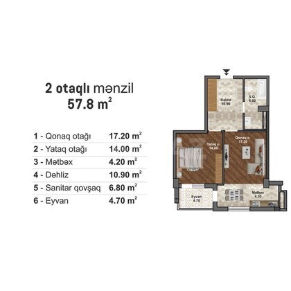 2 otaqlı Yeni tikili, Məmmədli q., Bakı