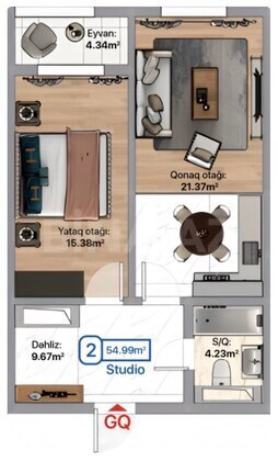 2 otaqlı Yeni tikili, Abşeron r., Xırdalan