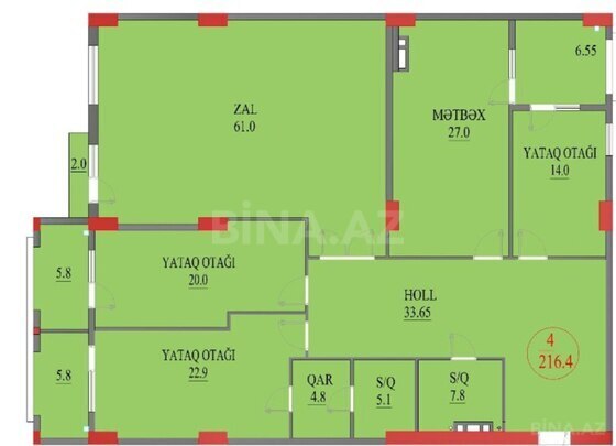4 otaqlı Yeni tikili, Nəriman Nərimanov m., Bakı