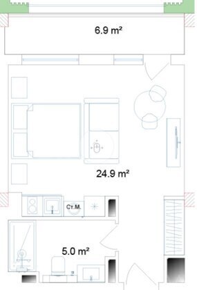 1 otaqlı Yeni tikili, Sea Breeze q., Bakı