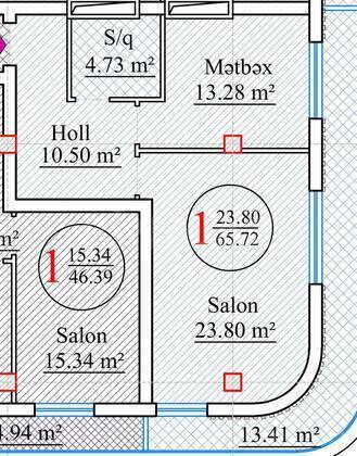 1 otaqlı Yeni tikili, Nəsimi r., Bakı