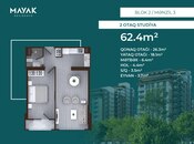 Satılır 2 otaqlı yeni tikili 62.4 m², Zığ q., photo 2 from 8