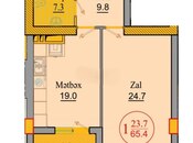 1-комн. новостройка - пос. Ени Гюнешли - 65.4 м²