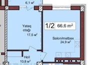Satılır 1 otaqlı yeni tikili 66.6 m², Həzi Aslanov m., photo 3 from 8