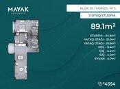 Satılır 3 otaqlı yeni tikili 89.1 m², Zığ q., photo 2 from 8