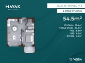 Satılır 2 otaqlı yeni tikili 54.5 m², Zığ q., photo 2 from 8
