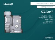 Satılır 2 otaqlı yeni tikili 53.3 m², Zığ q., photo 2 from 8