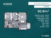 Satılır 3 otaqlı yeni tikili 82.8 m², Zığ q., photo 2 from 8