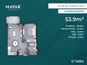 Satılır 2 otaqlı yeni tikili 53.9 m², Zığ q., photo 2 from 8