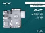 Satılır 2 otaqlı yeni tikili 59.5 m², Zığ q., photo 2 from 8