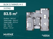 Satılır 3 otaqlı yeni tikili 83.5 m², Zığ q., photo 2 from 8