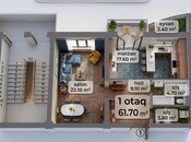 Продаётся 1-комн. новостройка 61.7 м², м. Иншаатчылар, photo 5 from 8