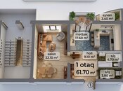 Продаётся 1-комн. новостройка 61.7 м², м. Иншаатчылар, photo 4 from 8